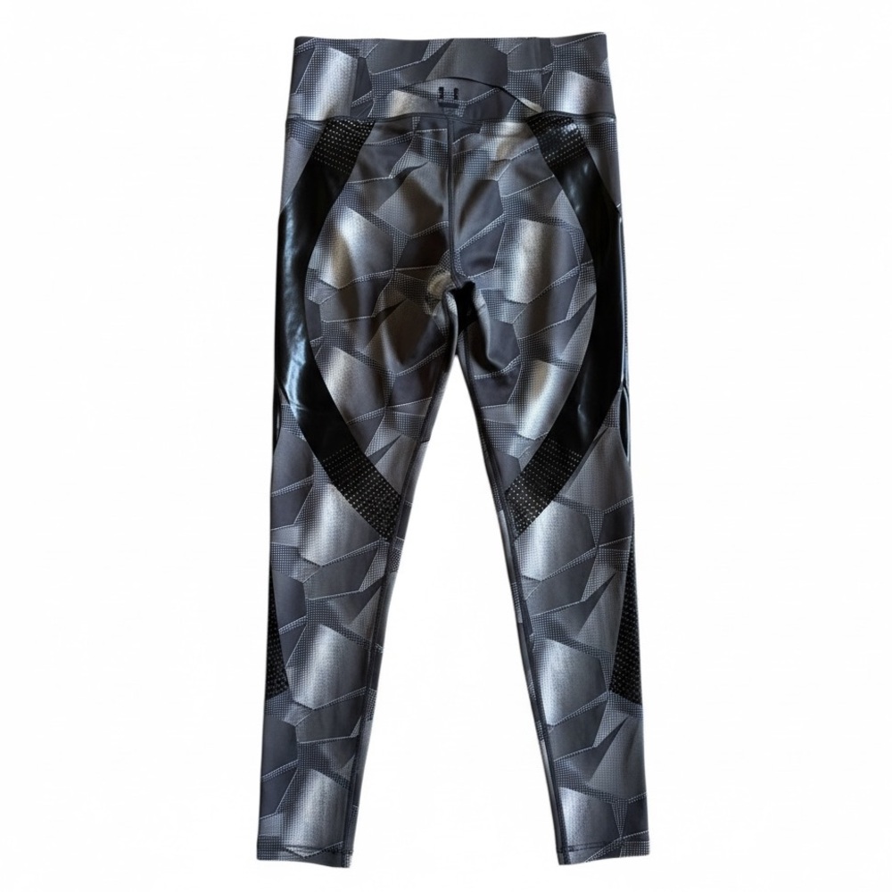 Under Armour Geometric Compression Leggings Workout Gym Athleisure Gray Black M - Picture 3 of 6